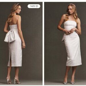 Sachin & Babi Gemma Strapless Back-Bow Stretch Jacquard Midi Dress — S